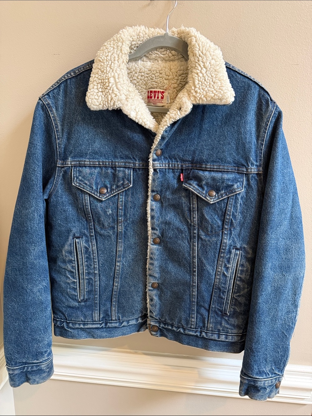 VTG 1987 Levi’s 70608-0216 Sherpa-Lined Type III Denim Trucker Jacket